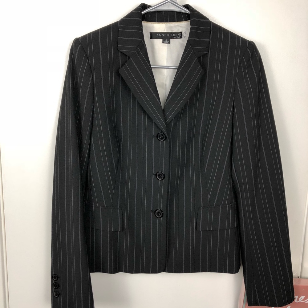 Anne Klein Pinstriped Suit Jacket Blazer